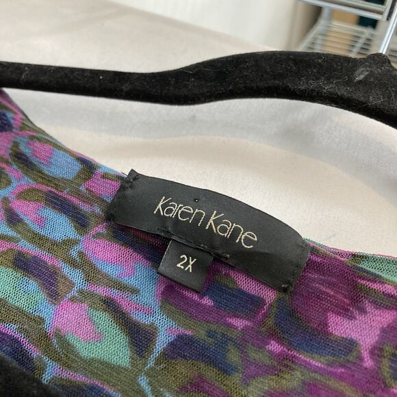 Karen Kane Women's Purple Modern Print V Neck Tunic Top Size 2X Art To Wear Boho - Picture 5 of 9